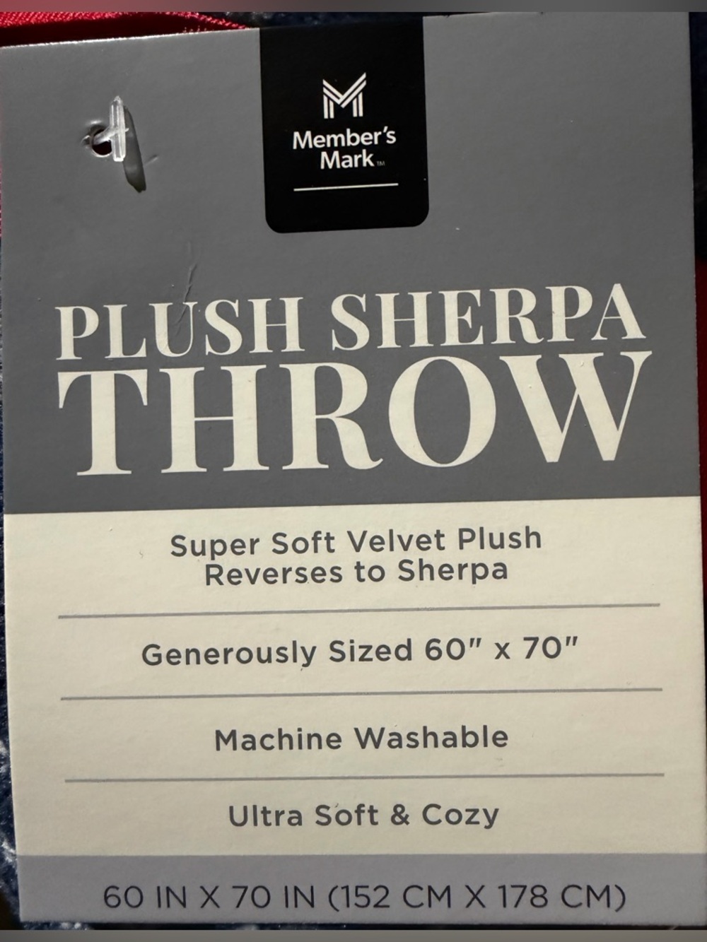 Sherpa Throw Blanket - Navy Plaid - Picture 2 of 2